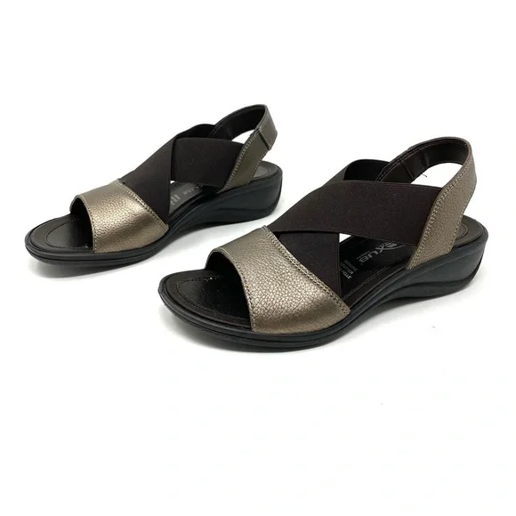 Flexus by Spring Step Emma leather comfort sandals in bronze - Picture 2 of 7